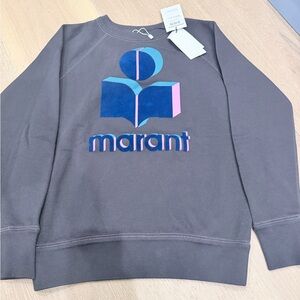 Isabel Marant Gray Sweatshirt with Blue and Pink Logo